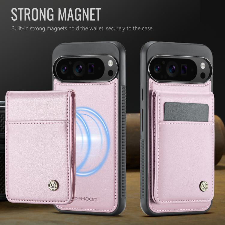 For Google Pixel 9 Pro XL JEEHOOD J06 British Style RFID MagSafe Card Bag PU Phone Case(Pink) by JEEHOOD