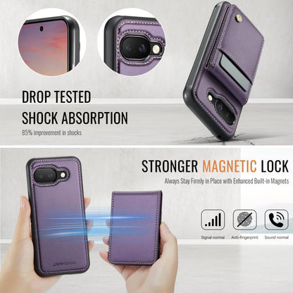 For Google Pixel 9a JEEHOOD J06 British Style RFID MagSafe Card Bag PU Phone Case(Purple) by JEEHOOD