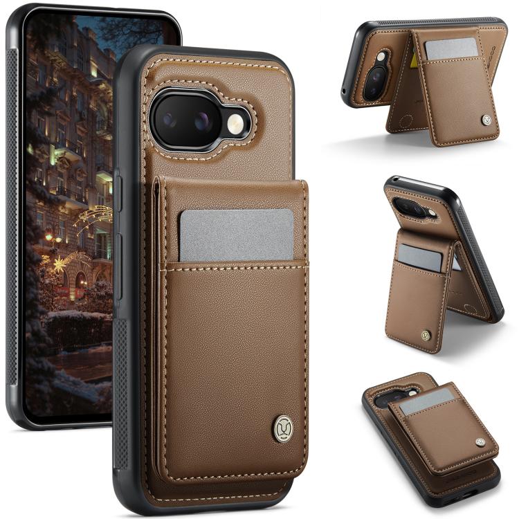 For Google Pixel 9a JEEHOOD J06 British Style RFID MagSafe Card Bag PU Phone Case(Brown) by JEEHOOD