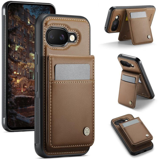 For Google Pixel 9a JEEHOOD J06 British Style RFID MagSafe Card Bag PU Phone Case(Brown) by JEEHOOD