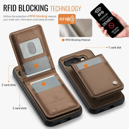 For Google Pixel 9a JEEHOOD J06 British Style RFID MagSafe Card Bag PU Phone Case(Brown) by JEEHOOD