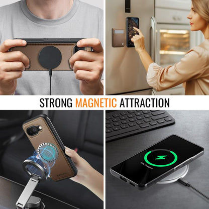 For Google Pixel 9a JEEHOOD J06 British Style RFID MagSafe Card Bag PU Phone Case(Brown) by JEEHOOD