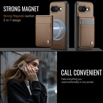 For Google Pixel 9a JEEHOOD J06 British Style RFID MagSafe Card Bag PU Phone Case(Brown) by JEEHOOD