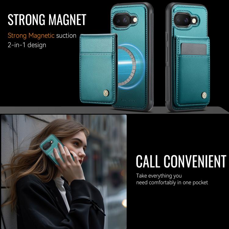 For Google Pixel 9a JEEHOOD J06 British Style RFID MagSafe Card Bag PU Phone Case(Green) by JEEHOOD