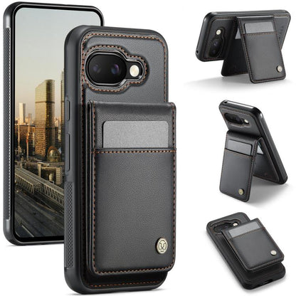 For Google Pixel 9a JEEHOOD J06 British Style RFID MagSafe Card Bag PU Phone Case(Black) by JEEHOOD