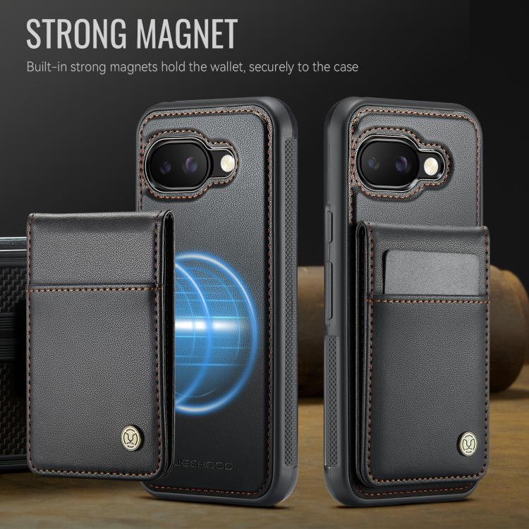 For Google Pixel 9a JEEHOOD J06 British Style RFID MagSafe Card Bag PU Phone Case(Black) by JEEHOOD