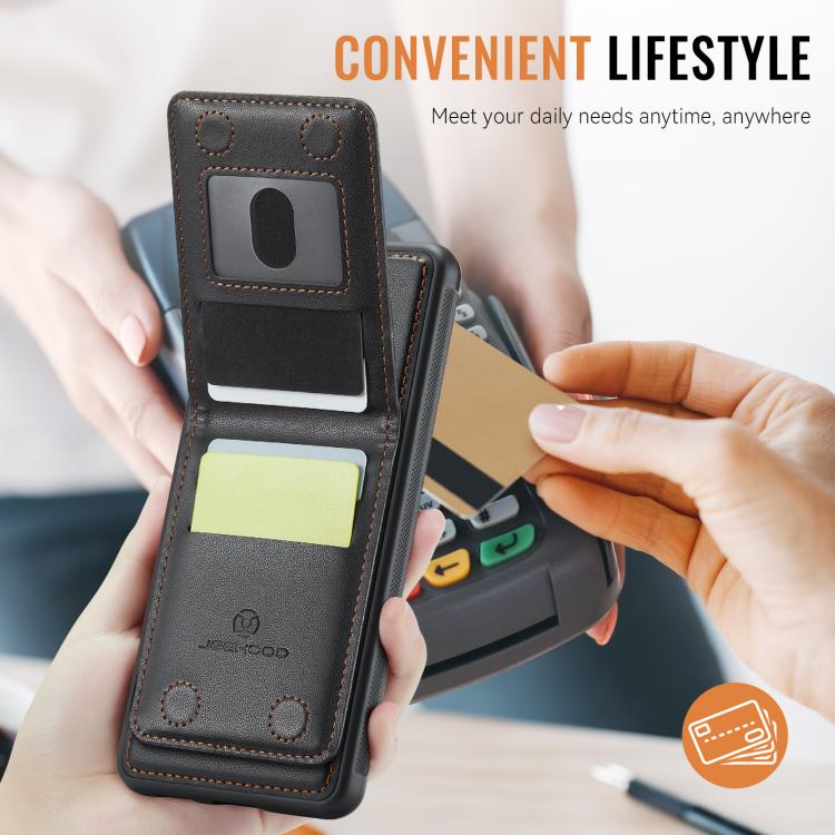 For Google Pixel 9a JEEHOOD J06 British Style RFID MagSafe Card Bag PU Phone Case(Black) by JEEHOOD