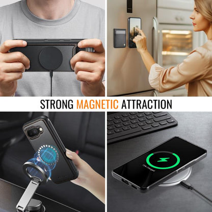 For Google Pixel 9a JEEHOOD J06 British Style RFID MagSafe Card Bag PU Phone Case(Black) by JEEHOOD