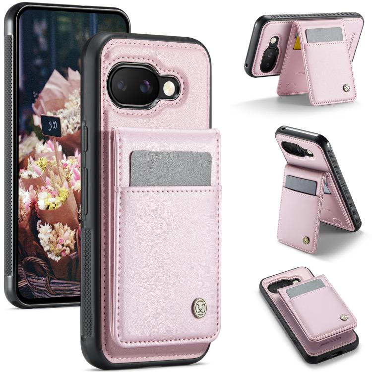 For Google Pixel 9a JEEHOOD J06 British Style RFID MagSafe Card Bag PU Phone Case(Pink) by JEEHOOD