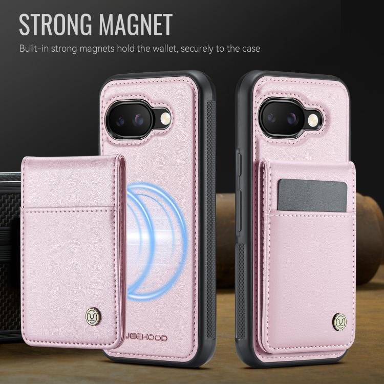 For Google Pixel 9a JEEHOOD J06 British Style RFID MagSafe Card Bag PU Phone Case(Pink) by JEEHOOD