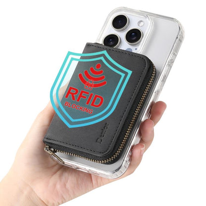 Denior V17 Skin Feel MagSafe RFID Zipper Wallet Card Bag Case(Black) by Denior