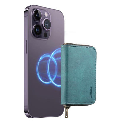 Denior V17 Skin Feel MagSafe RFID Zipper Wallet Card Bag Case(Green) by Denior
