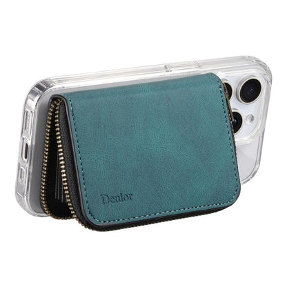 Denior V17 Skin Feel MagSafe RFID Zipper Wallet Card Bag Case(Green) by Denior