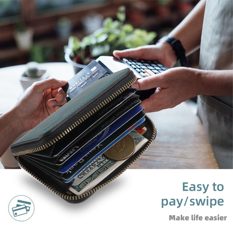 Denior V17 Skin Feel MagSafe RFID Zipper Wallet Card Bag Case(Green) by Denior