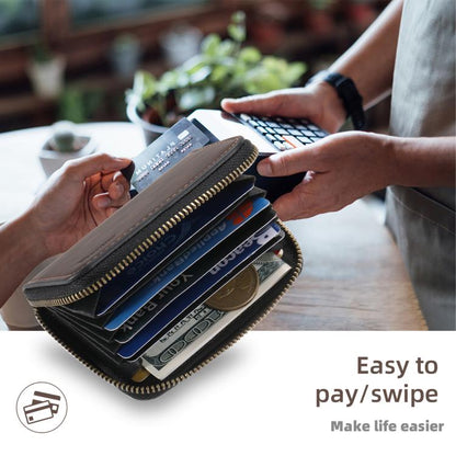 Denior V17 Skin Feel MagSafe RFID Zipper Wallet Card Bag Case(Brown) by Denior