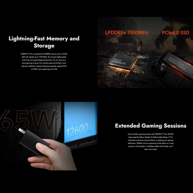 ONE-NETBOOK OneXPlayer F1 Pro 7 inch Handheld Game Console, 32GB+2TB, Windows 11 AMD Ryzen AI 9 HX 370 CPU(UK Plug) by ONE-NETBOOK