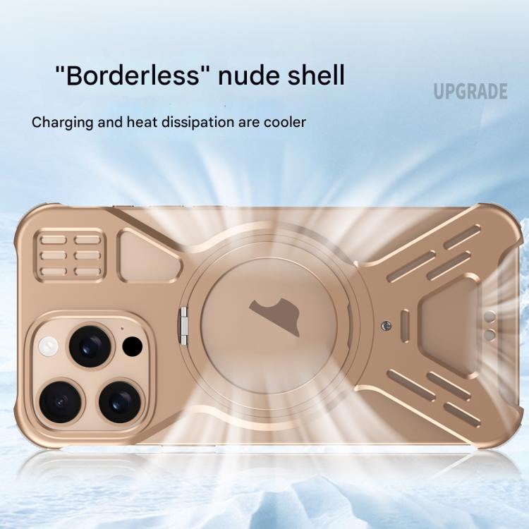 For iPhone 16 Pro Max Armor 360 Holder Frameless Alloy MagSafe Phone Case(Space Gray) by bashfashion