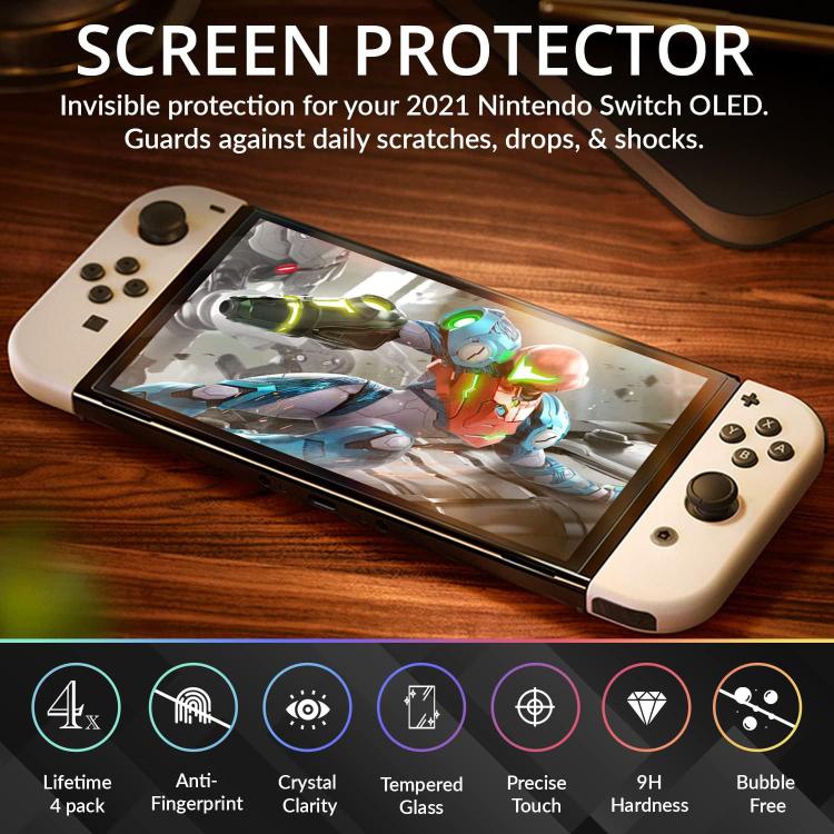 For Nintendo Switch OLED 2.5D High Aluminum Tempered Glass Screen Protector by bashfashion