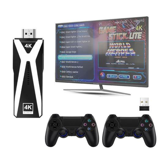 M10 4K Ultra HD Game TV Stick with Dual Gamepads 2.4G Receiver, Style:128GB Basic(Black) by bashfashion