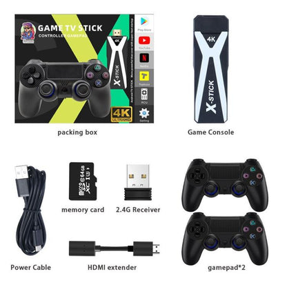 M10 4K Ultra HD Game TV Stick with Dual Gamepads 2.4G Receiver, Style:128GB Basic(Black) by bashfashion