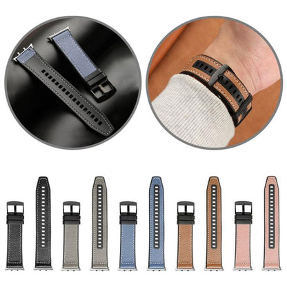 For Honor Watch 5 Hybrid Leather Silicone Watch Band(Blue) by bashfashion