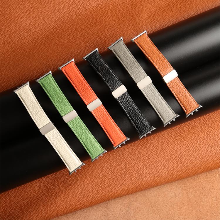 For Honor Watch 5 Litchi Texture Magnetic Folding Buckle Leather Watch Band(White) by bashfashion