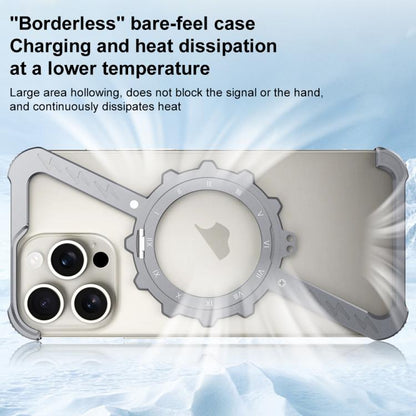For iPhone 14 Pro Z-shaped Frameless Metal 360 Holder MagSafe Phone Case(Space Silver) by bashfashion