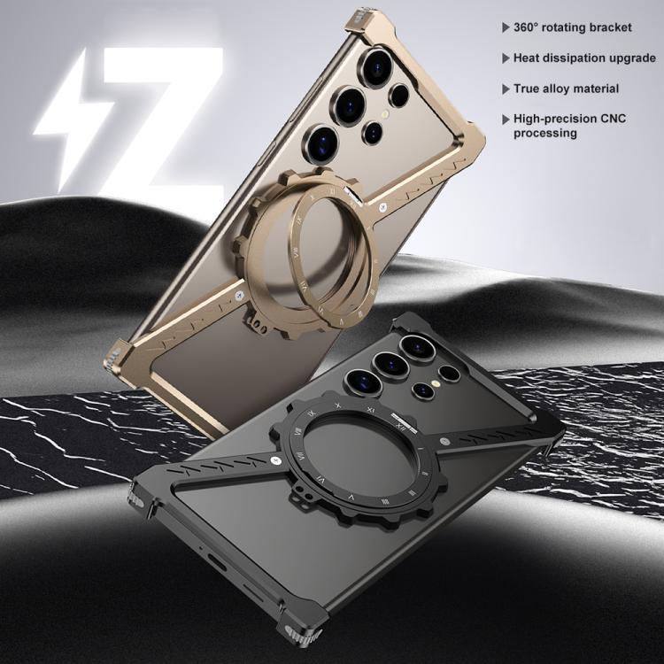 For Samsung Galaxy S25 Ultra 5G Z-shaped Frameless Metal 360 Holder MagSafe Phone Case(Desert Gold) by bashfashion
