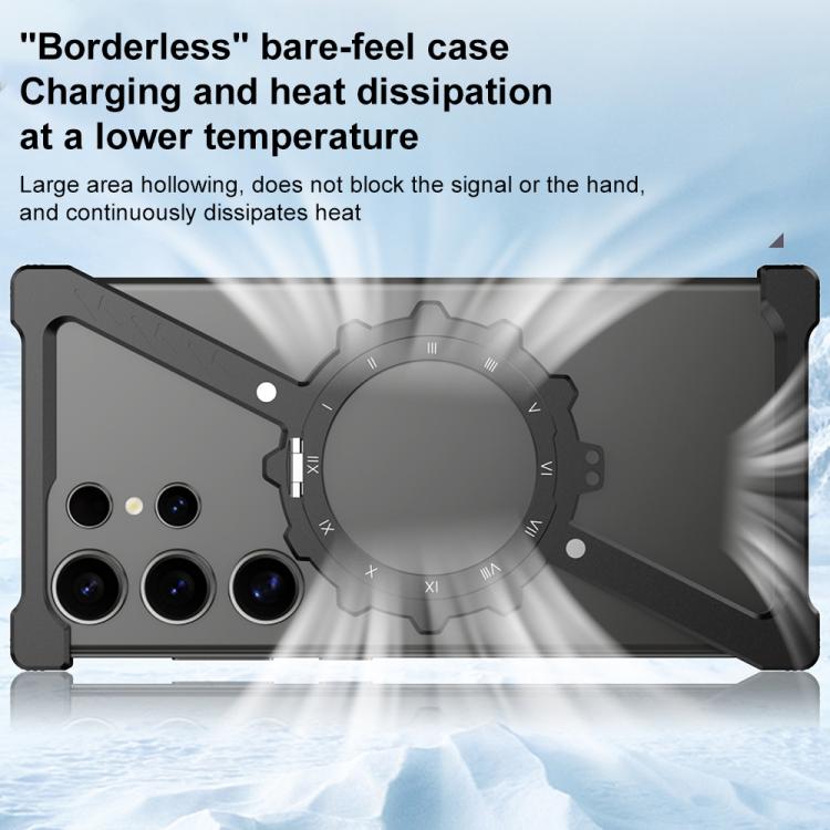 For Samsung Galaxy S25 Ultra 5G Z-shaped Frameless Metal 360 Holder MagSafe Phone Case(Space Grey) by bashfashion