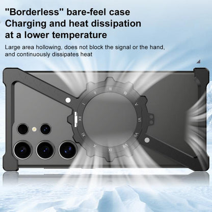 For Samsung Galaxy S24 Ultra 5G Z-shaped Frameless Metal 360 Holder MagSafe Phone Case(Space Silver) by bashfashion