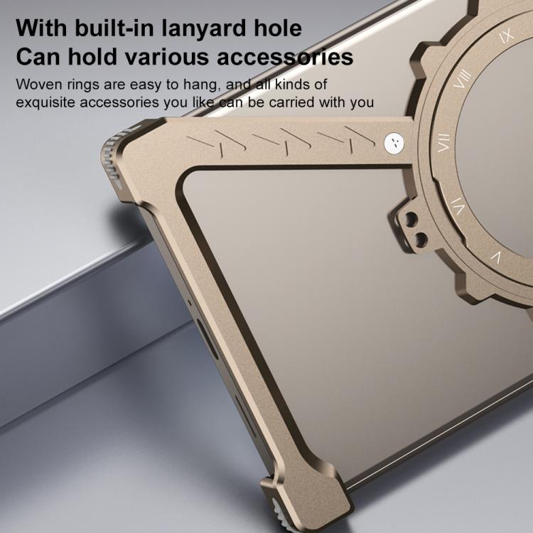 For Samsung Galaxy S23 Ultra 5G Z-shaped Frameless Metal 360 Holder MagSafe Phone Case(Desert Gold) by bashfashion