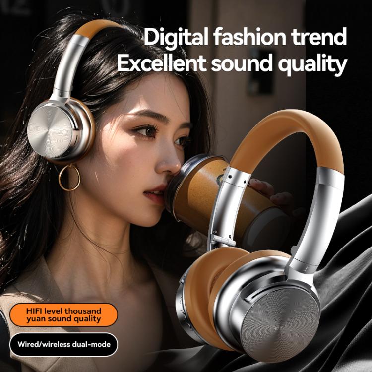 A53 Over-Ear Retro Metal ANC Active Noise Reduction Bluetooth Headset(Black) by bashfashion