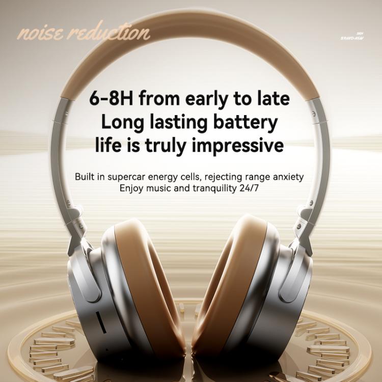 A53 Over-Ear Retro Metal ANC Active Noise Reduction Bluetooth Headset(Brown) by bashfashion