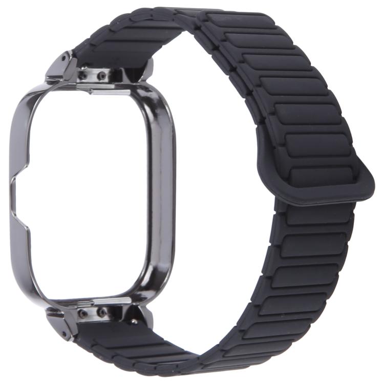 For Redmi Watch 5 / Watch 4 Metal Black Frame Integrated I-shaped Magnetic Silicone Watch Band(Black) by bashfashion