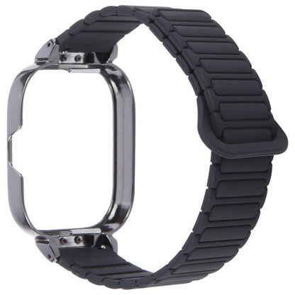 For Redmi Watch 5 / Watch 4 Metal Black Frame Integrated I-shaped Magnetic Silicone Watch Band(Black) by bashfashion