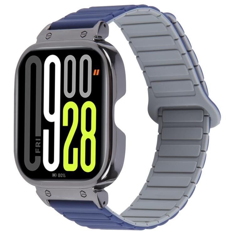 For Redmi Watch 5 / Watch 4 Metal Black Frame Integrated I-shaped Magnetic Silicone Watch Band(Indigo Gray) by bashfashion