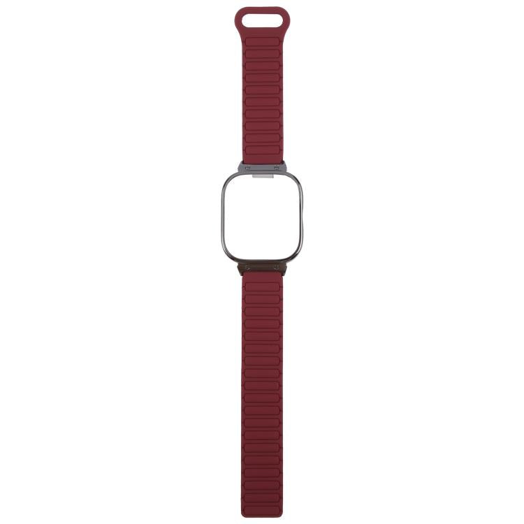 For Redmi Watch 5 / Watch 4 Metal Black Frame Integrated I-shaped Magnetic Silicone Watch Band(Wine Red Black) by bashfashion