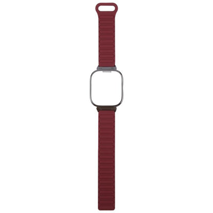 For Redmi Watch 5 / Watch 4 Metal Black Frame Integrated I-shaped Magnetic Silicone Watch Band(Wine Red Black) by bashfashion