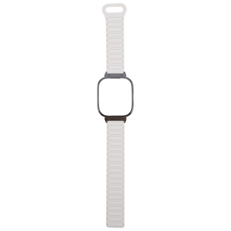 For Redmi Watch 5 / Watch 4 Metal Black Frame Integrated I-shaped Magnetic Silicone Watch Band(White Orange) by bashfashion
