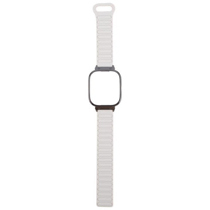 For Redmi Watch 5 / Watch 4 Metal Black Frame Integrated I-shaped Magnetic Silicone Watch Band(White Orange) by bashfashion