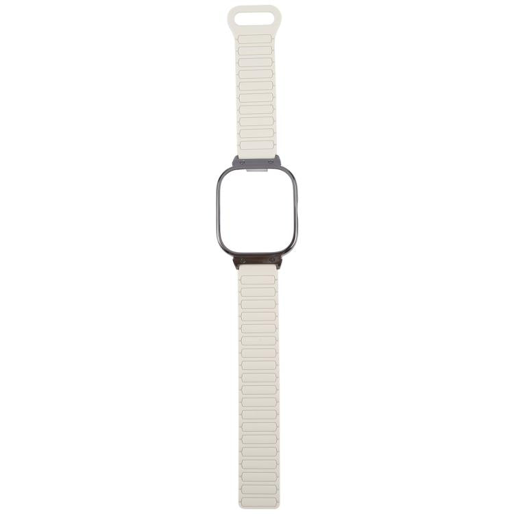 For Redmi Watch 5 / Watch 4 Metal Black Frame Integrated I-shaped Magnetic Silicone Watch Band(White Blue) by bashfashion