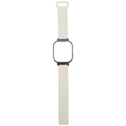 For Redmi Watch 5 / Watch 4 Metal Black Frame Integrated I-shaped Magnetic Silicone Watch Band(White Blue) by bashfashion