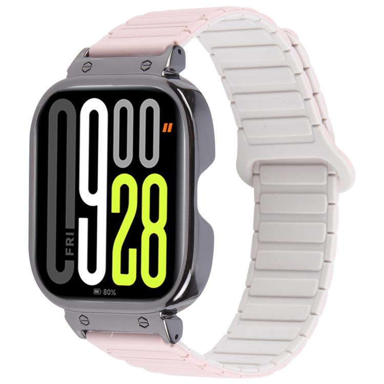 For Redmi Watch 5 / Watch 4 Metal Black Frame Integrated I-shaped Magnetic Silicone Watch Band(Pink Starlight) by bashfashion