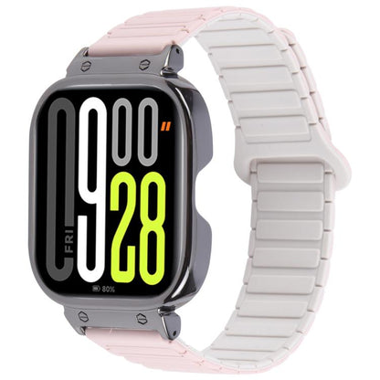 For Redmi Watch 5 / Watch 4 Metal Black Frame Integrated I-shaped Magnetic Silicone Watch Band(Pink Starlight) by bashfashion