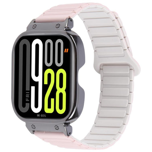 For Redmi Watch 5 / Watch 4 Metal Black Frame Integrated I-shaped Magnetic Silicone Watch Band(Pink Starlight) by bashfashion