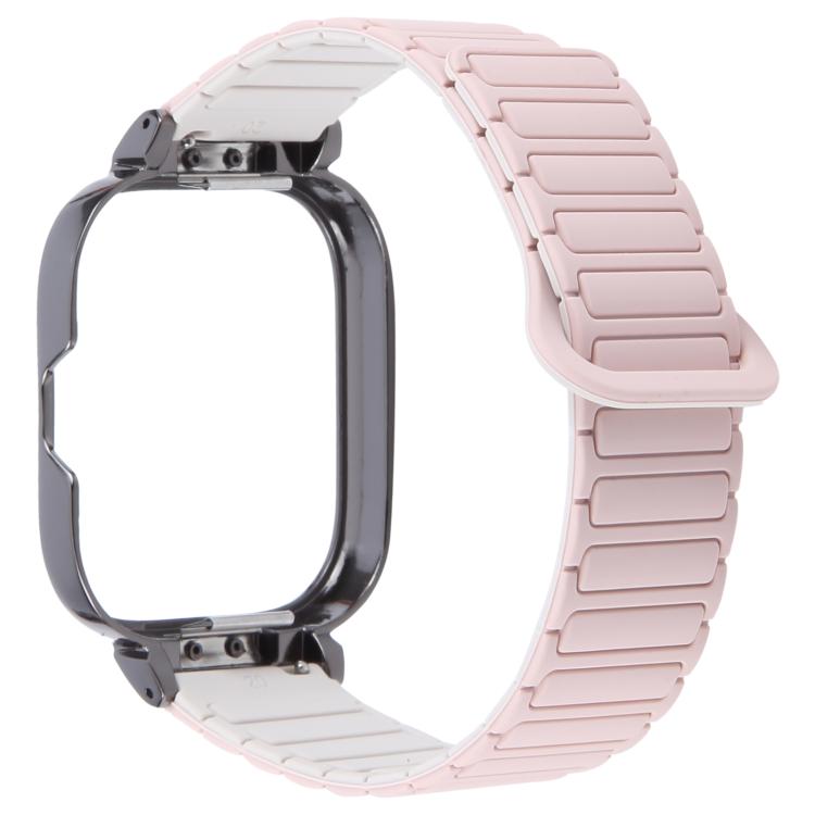 For Redmi Watch 5 / Watch 4 Metal Black Frame Integrated I-shaped Magnetic Silicone Watch Band(Pink Starlight) by bashfashion