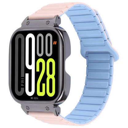 For Redmi Watch 5 / Watch 4 Metal Black Frame Integrated I-shaped Magnetic Silicone Watch Band(Pink Blue) by bashfashion