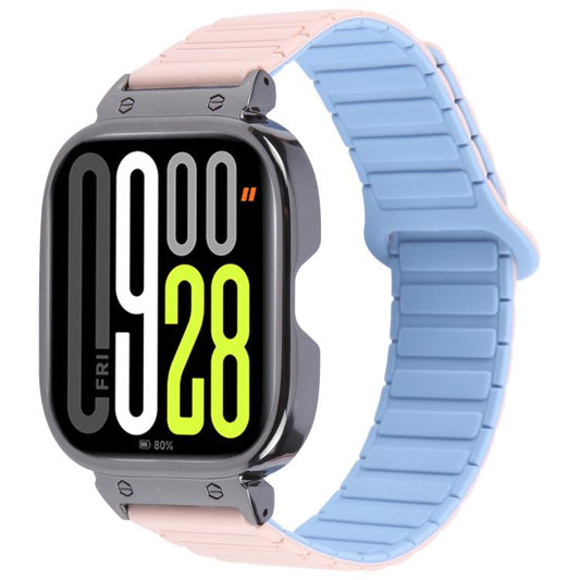 For Redmi Watch 5 / Watch 4 Metal Black Frame Integrated I-shaped Magnetic Silicone Watch Band(Pink Blue) by bashfashion