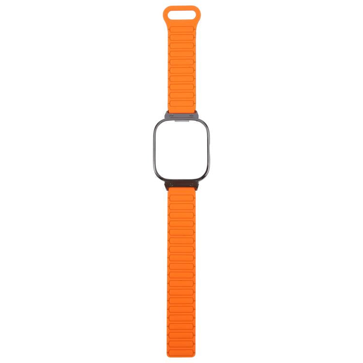 For Redmi Watch 5 / Watch 4 Metal Black Frame Integrated I-shaped Magnetic Silicone Watch Band(Orange Black) by bashfashion