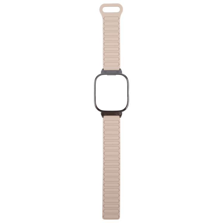 For Redmi Watch 5 / Watch 4 Metal Black Frame Integrated I-shaped Magnetic Silicone Watch Band(Milk Tea Rocky White) by bashfashion